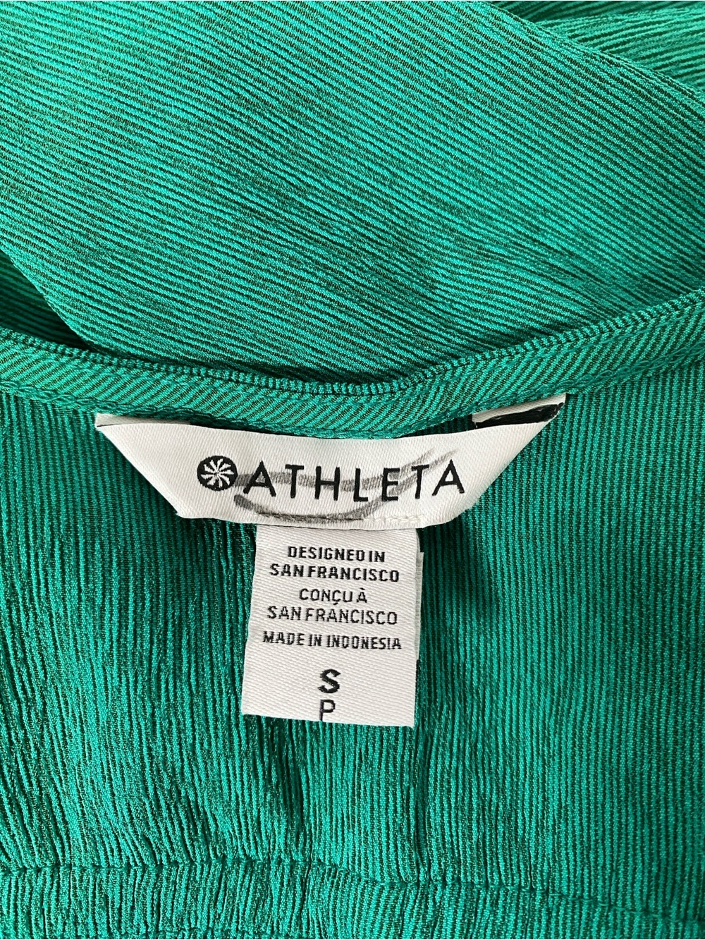 Athleta Women's Solid Emerald Green Echo Midi Dress Ruched Waist SP Casual - Picture 6 of 9
